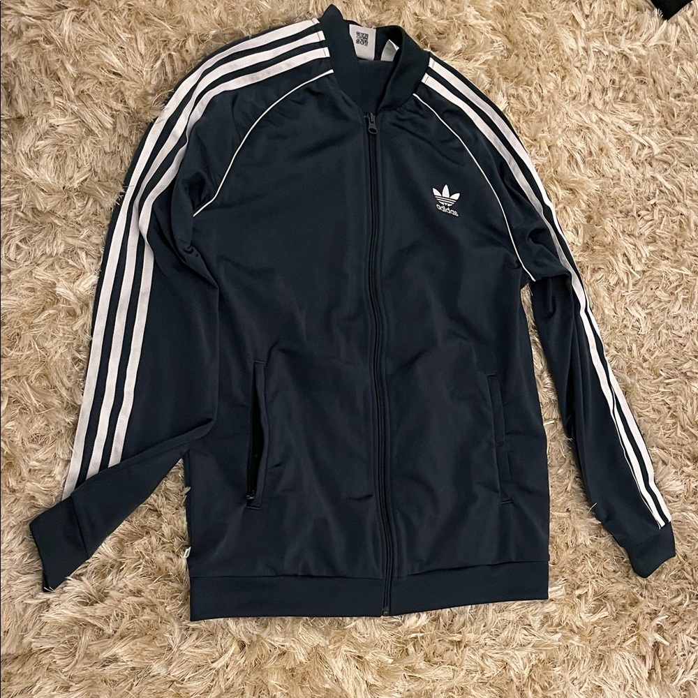 Adidas youth Green Track Jacket with White Stripes